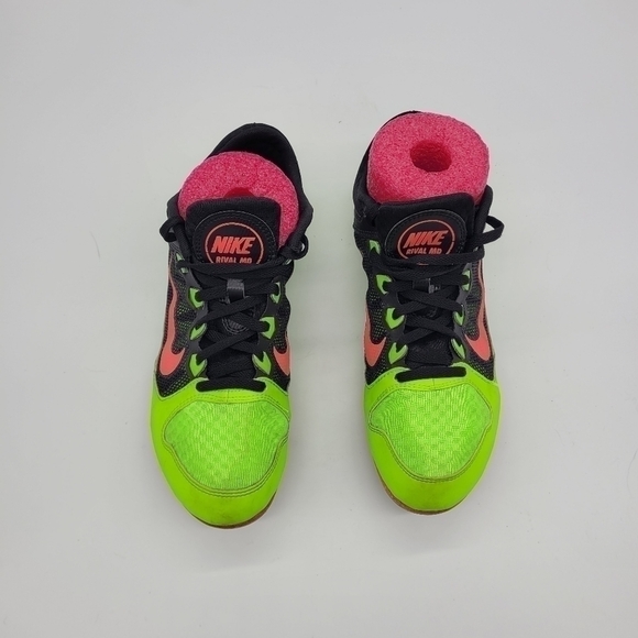 Nike Shoes Men 9.5 ZOOM Rival 7 MD Neon Green & Pink Track Cleats - Picture 5 of 13